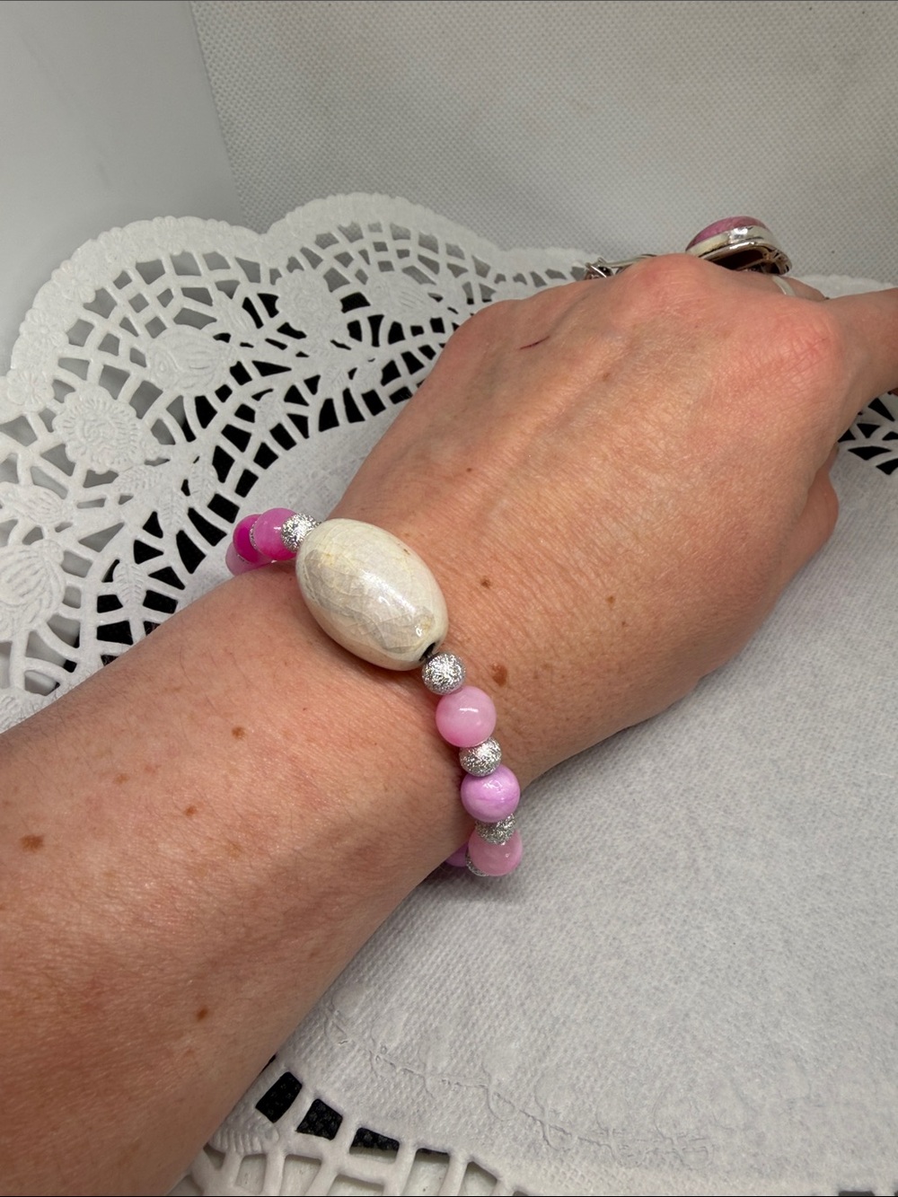 PINK JADE Romantic Bracelet French Countryside Rustic Luxe Boho